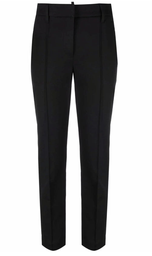BRUNELLO CUCINELLI WOMEN'S BLACK COTTON TAILORED TROUSERS