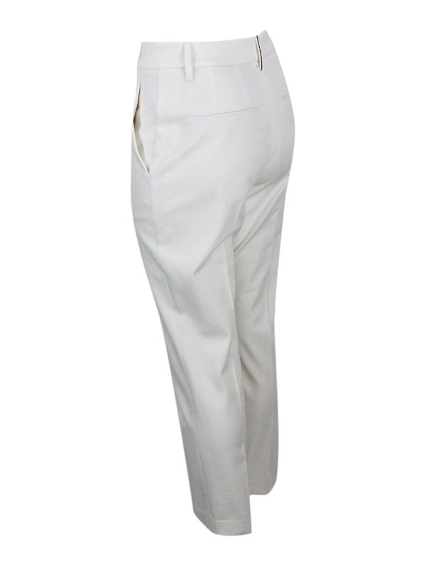 BRUNELLO CUCINELLI WOMEN'S OFF WHITE TAILORED SLIM TROUSERS