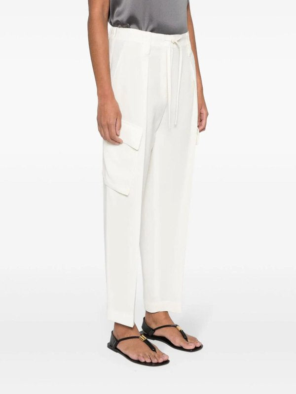 BRUNELLO CUCINELLI WOMEN'S NATURALE WOOL VISCOSE TAPERED TROUSERS