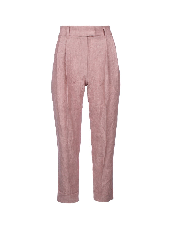 BRUNELLO CUCINELLI WOMEN'S ROSA LINEN TAPERED TROUSERS