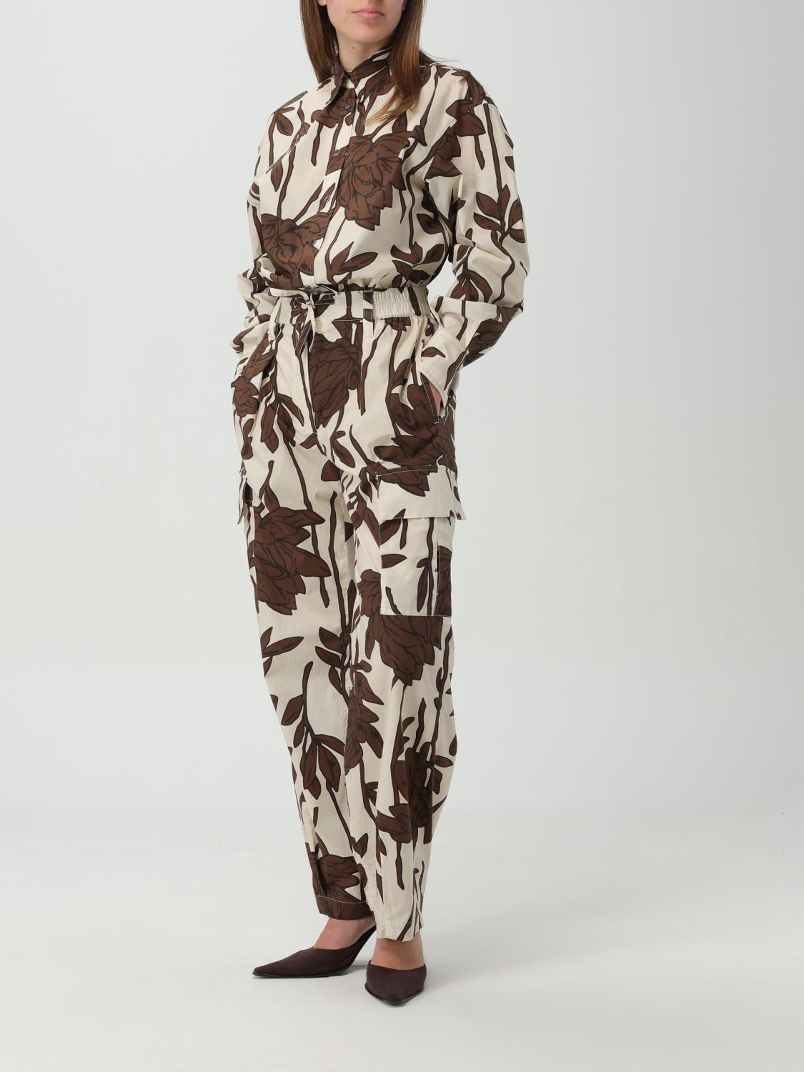 BRUNELLO CUCINELLI WOMEN'S PANAMA TOBACCO FLORAL PRINT SHIRT