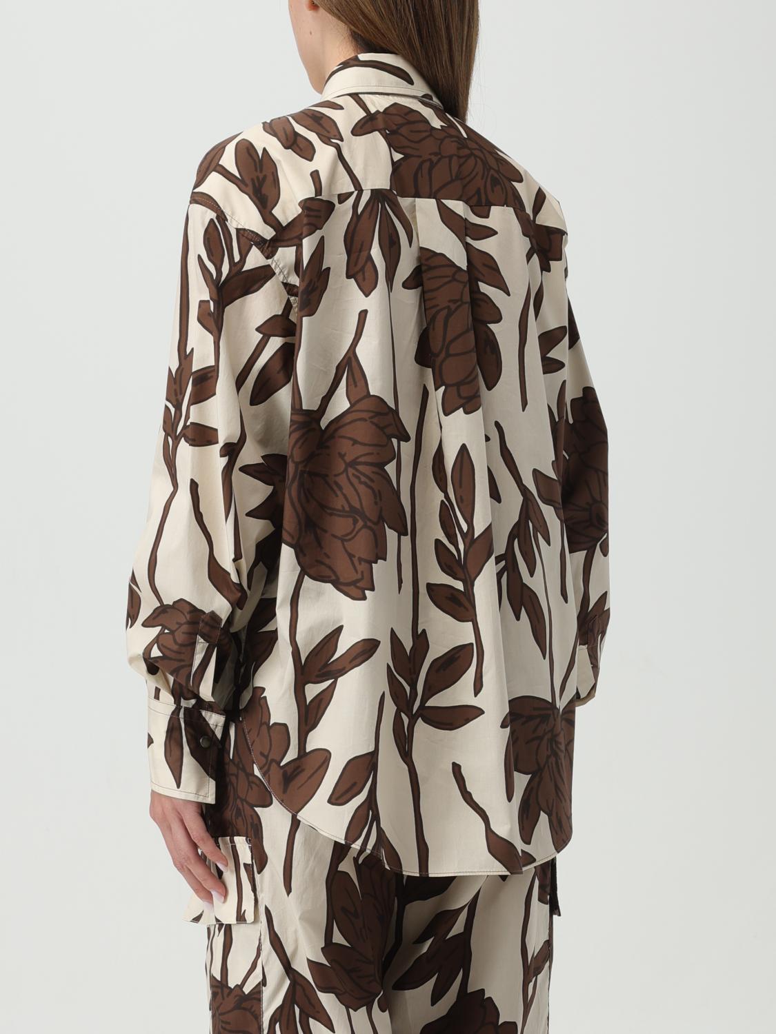 BRUNELLO CUCINELLI WOMEN'S PANAMA TOBACCO FLORAL PRINT SHIRT