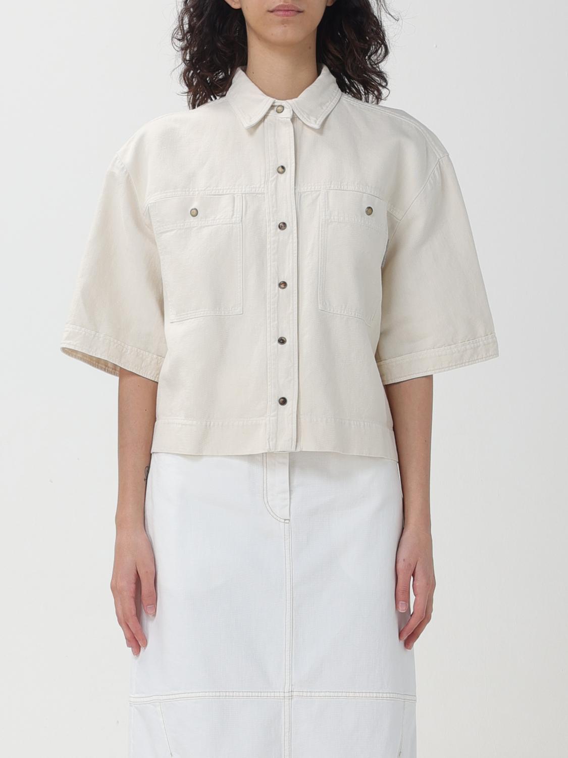 BRUNELLO CUCINELLI WOMEN'S OFF WHITE BOXY COTTON LINEN SHIRT