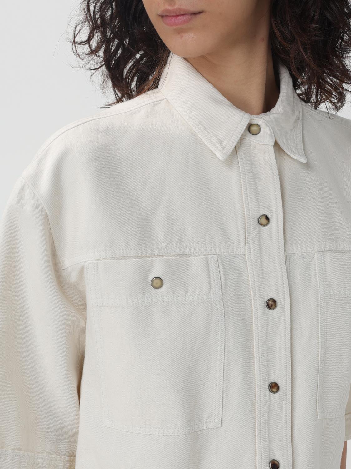 BRUNELLO CUCINELLI WOMEN'S OFF WHITE BOXY COTTON LINEN SHIRT