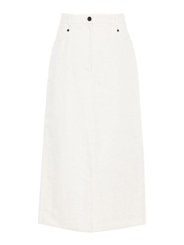 BRUNELLO CUCINELLI WOMEN'S OFF WHITE LINEN BLEND SKIRT