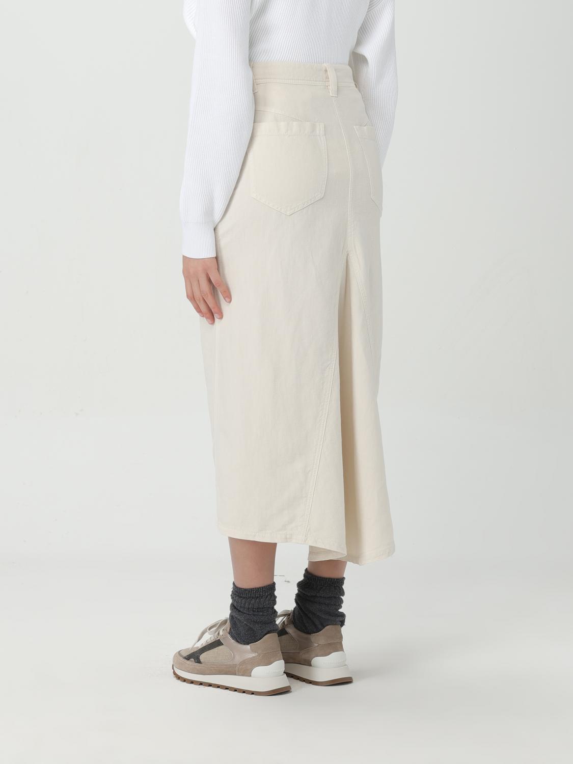 BRUNELLO CUCINELLI WOMEN'S GESSO COTTON LINEN MIDI SKIRT