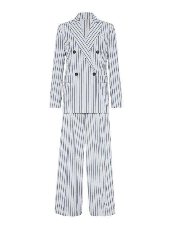 BRUNELLO CUCINELLI WOMEN'S WHITE STRIPED TAILORED BLAZER