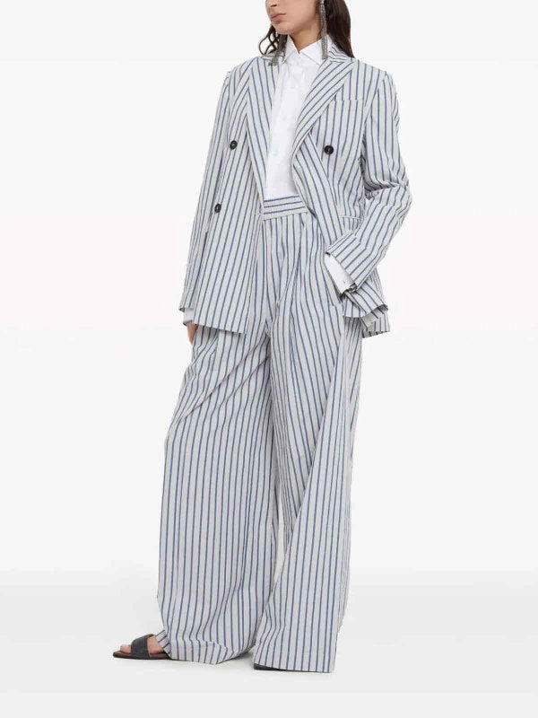 BRUNELLO CUCINELLI WOMEN'S WHITE STRIPED TAILORED BLAZER