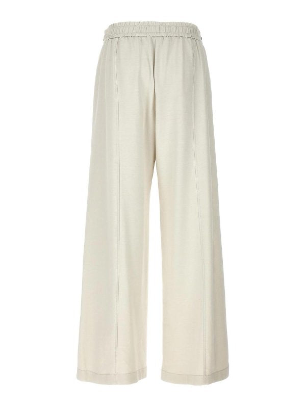 BRUNELLO CUCINELLI WOMEN'S OFF WHITE RELAXED COTTON TROUSERS