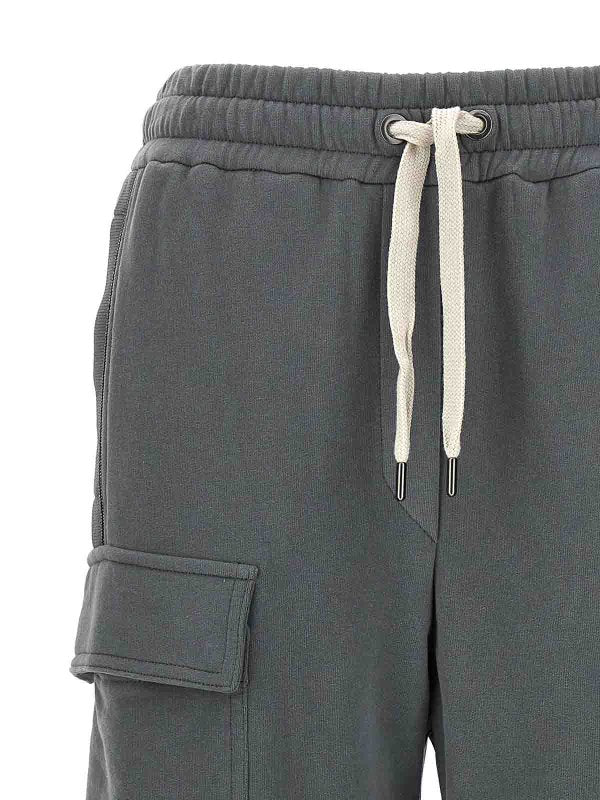 BRUNELLO CUCINELLI WOMEN'S DARK GREY COTTON CARGO TROUSERS
