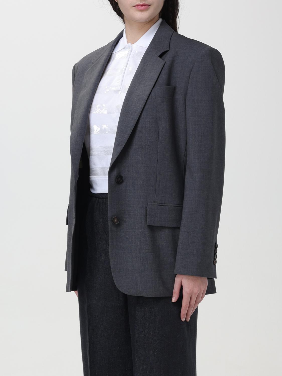 BRUNELLO CUCINELLI WOMEN'S DARK GREY WOOL BLAZER