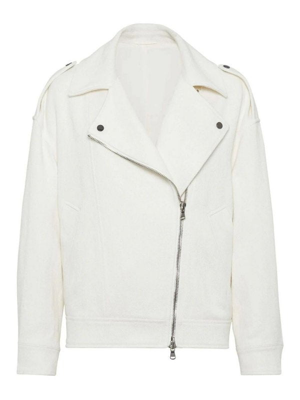 BRUNELLO CUCINELLI WOMEN'S OFF WHITE COTTON LINEN JACKET