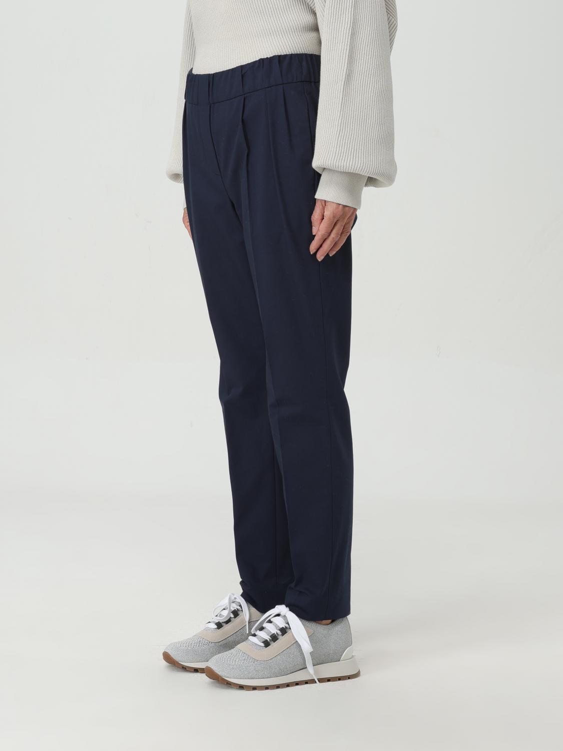 BRUNELLO CUCINELLI WOMEN'S DARK BLUE TAILORED TROUSERS