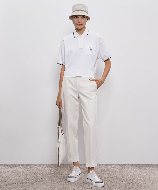 BRUNELLO CUCINELLI WOMEN'S OFF WHITE SLIM TROUSERS