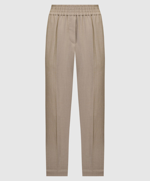 BRUNELLO CUCINELLI WOMEN'S LIGHT BROWN RELAXED TROUSERS