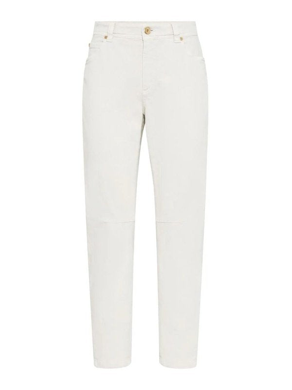 BRUNELLO CUCINELLI WOMEN'S OFF WHITE STRAIGHT LEG TROUSERS
