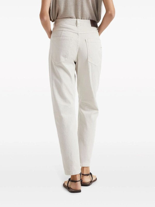 BRUNELLO CUCINELLI WOMEN'S OFF WHITE STRAIGHT LEG TROUSERS