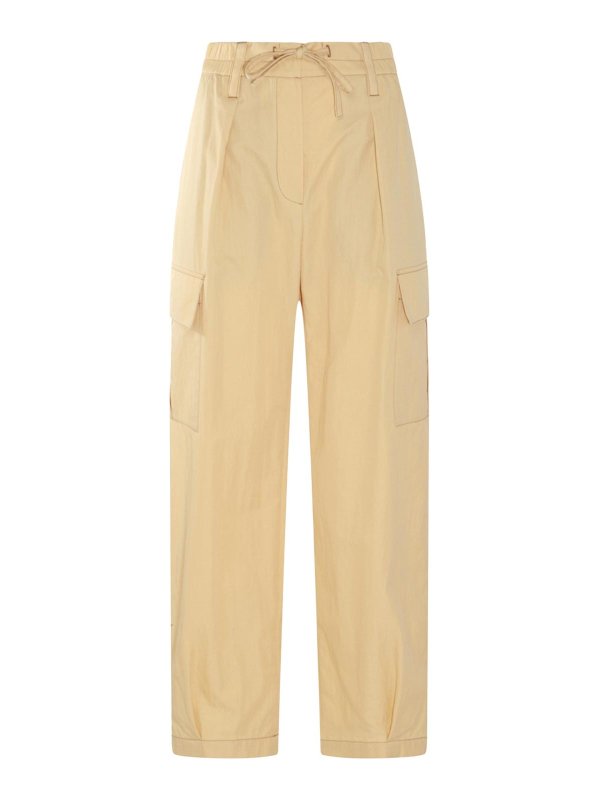 BRUNELLO CUCINELLI WOMEN'S LIGHT YELLOW RELAXED TROUSERS