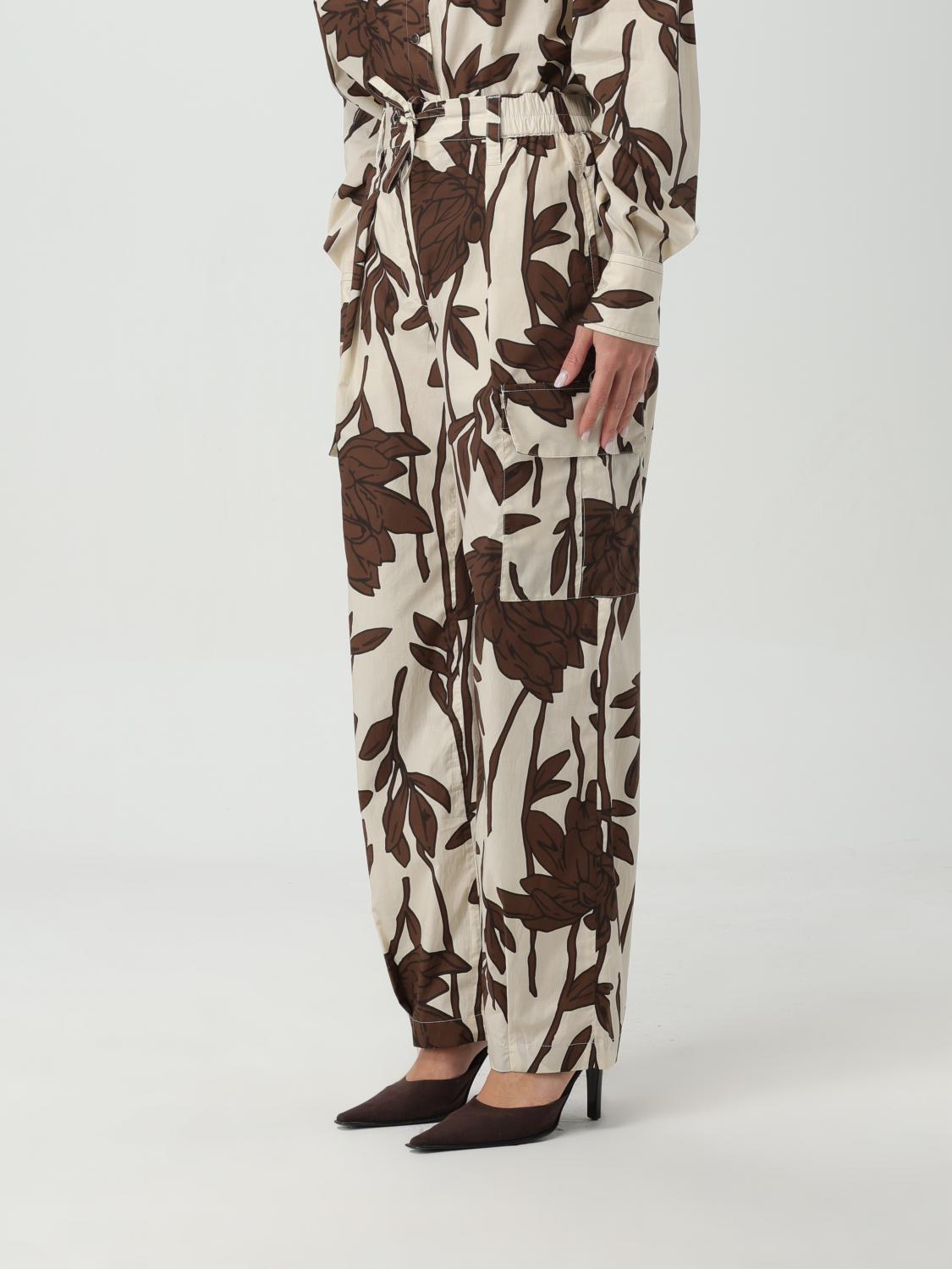 BRUNELLO CUCINELLI WOMEN'S CREAM FLORAL WIDE LEG TROUSERS