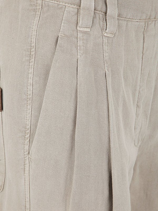 BRUNELLO CUCINELLI WOMEN'S WHEAT STALK WIDE LEG LINEN TROUSERS