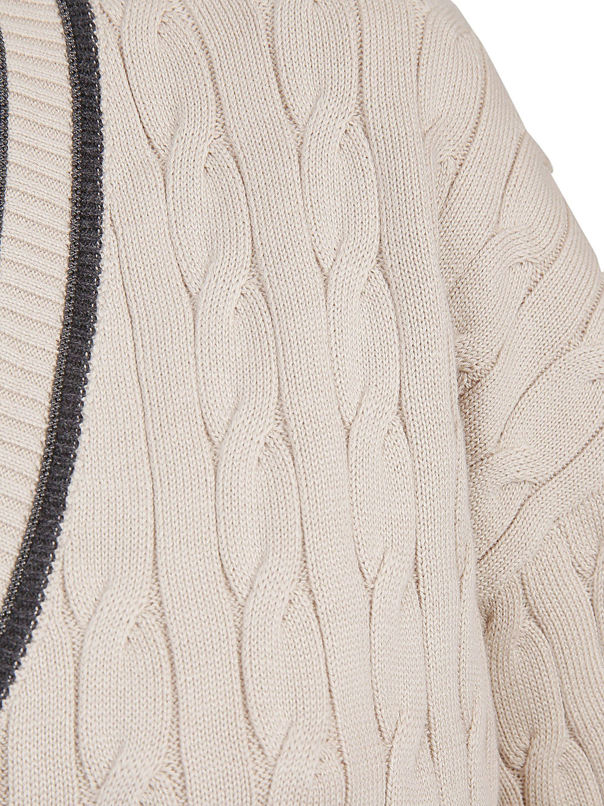 BRUNELLO CUCINELLI WOMEN'S BEIGE CABLE KNIT SWEATER