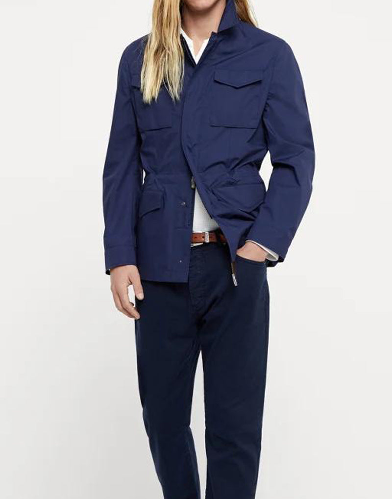 BRUNELLO CUCINELLI MEN'S NAVY CASUAL FIELD JACKET