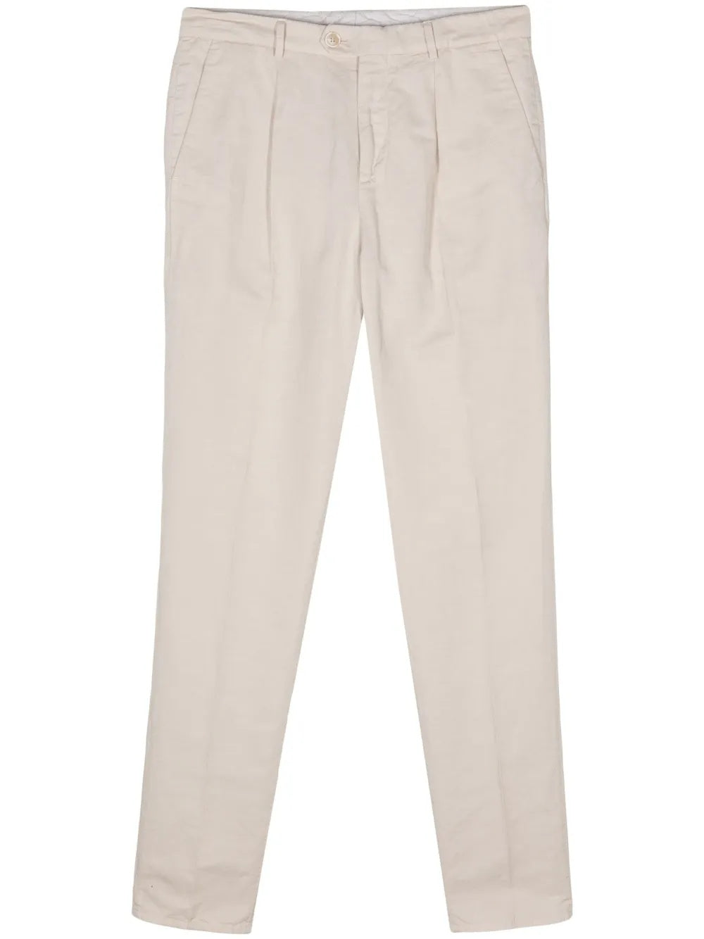 BRUNELLO CUCINELLI MEN'S BEIGE LINEN BLEND TROUSERS