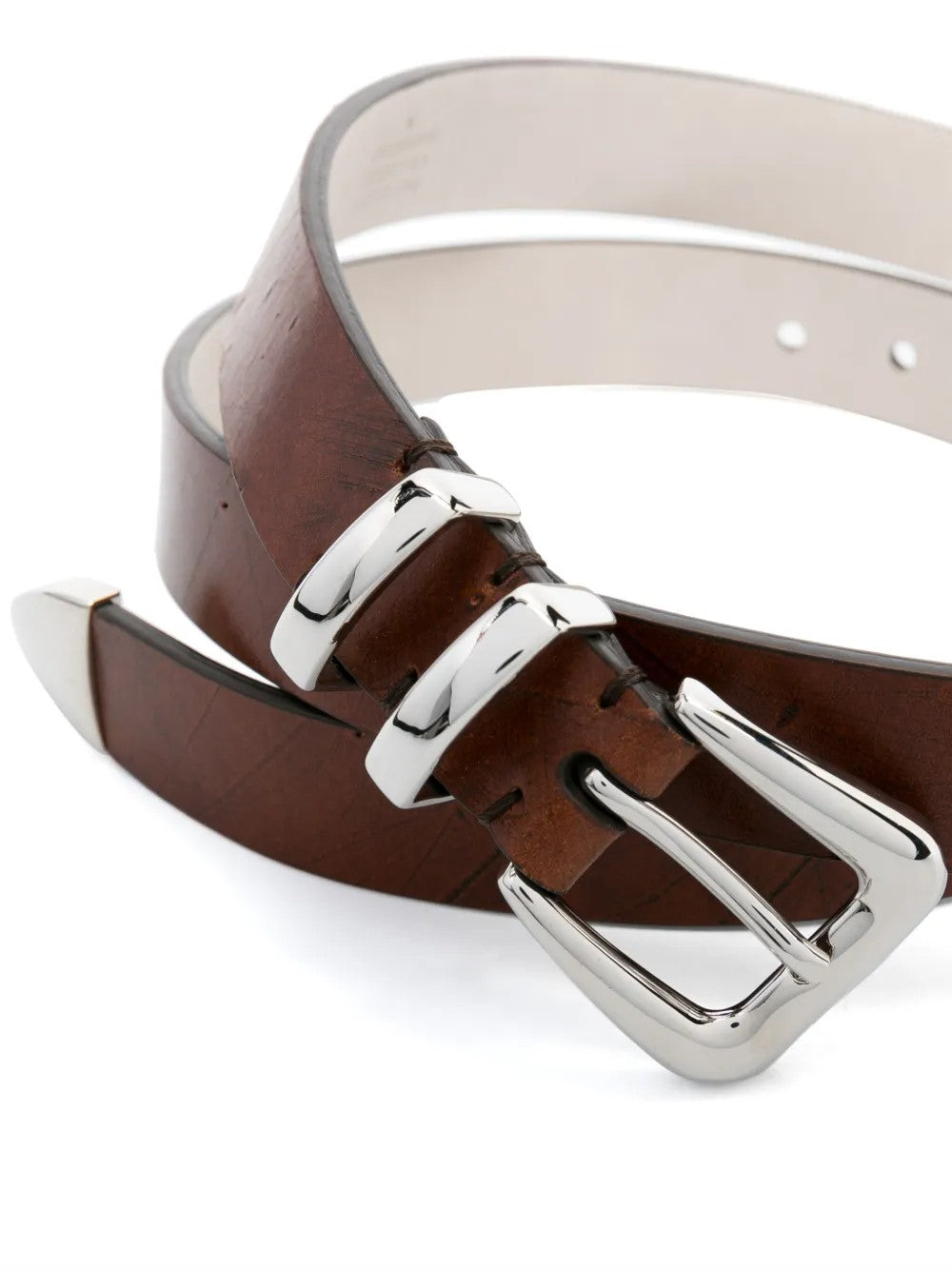 BRUNELLO CUCINELLI MEN'S COGNAC LEATHER BELT ACCESSORY