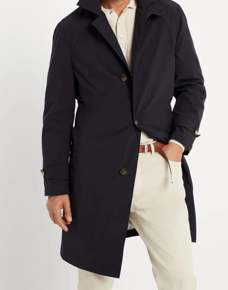 BRUNELLO CUCINELLI MEN'S BLACK TAILORED TRENCH JACKET
