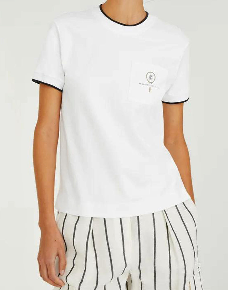 BRUNELLO CUCINELLI WOMEN'S WHITE COTTON CREWNECK T SHIRT