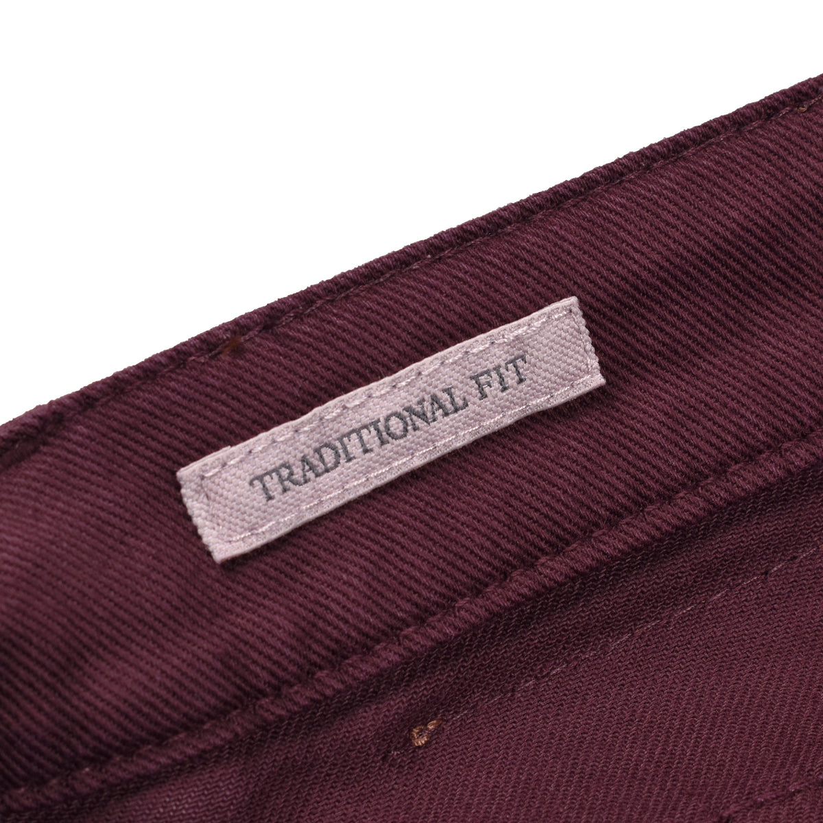 BRUNELLO CUCINELLI MEN'S BURGUNDY COTTON DENIM TROUSERS