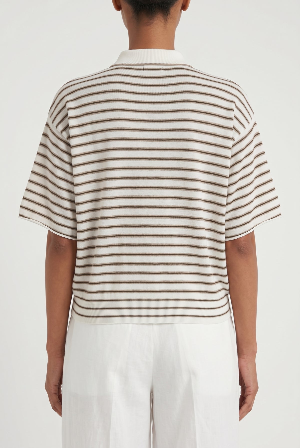 BRUNELLO CUCINELLI WOMEN'S WHITE STRIPED WOOL SHIRT