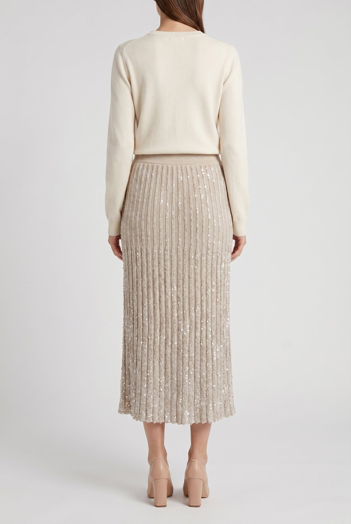 BRUNELLO CUCINELLI WOMEN'S LIGHT BEIGE PLEATED SKIRT