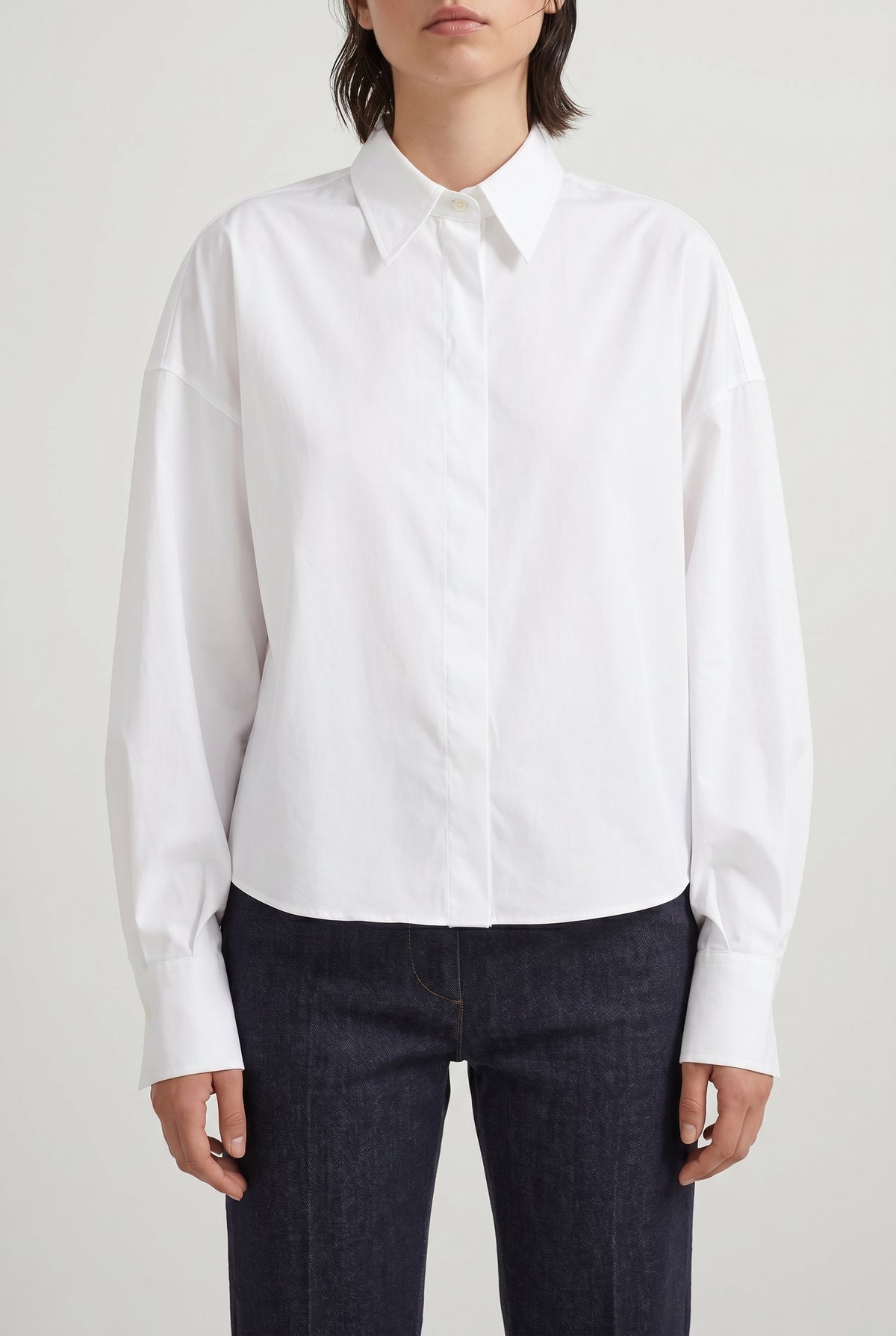 BRUNELLO CUCINELLI WOMEN'S WHITE OVERSIZED COTTON SHIRT