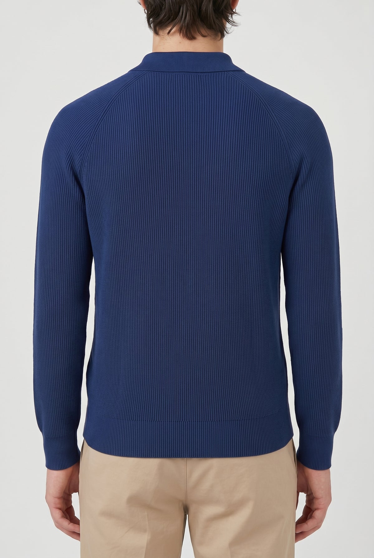 BRUNELLO CUCINELLI MEN'S DARK BLUE KNIT POLO SHIRT