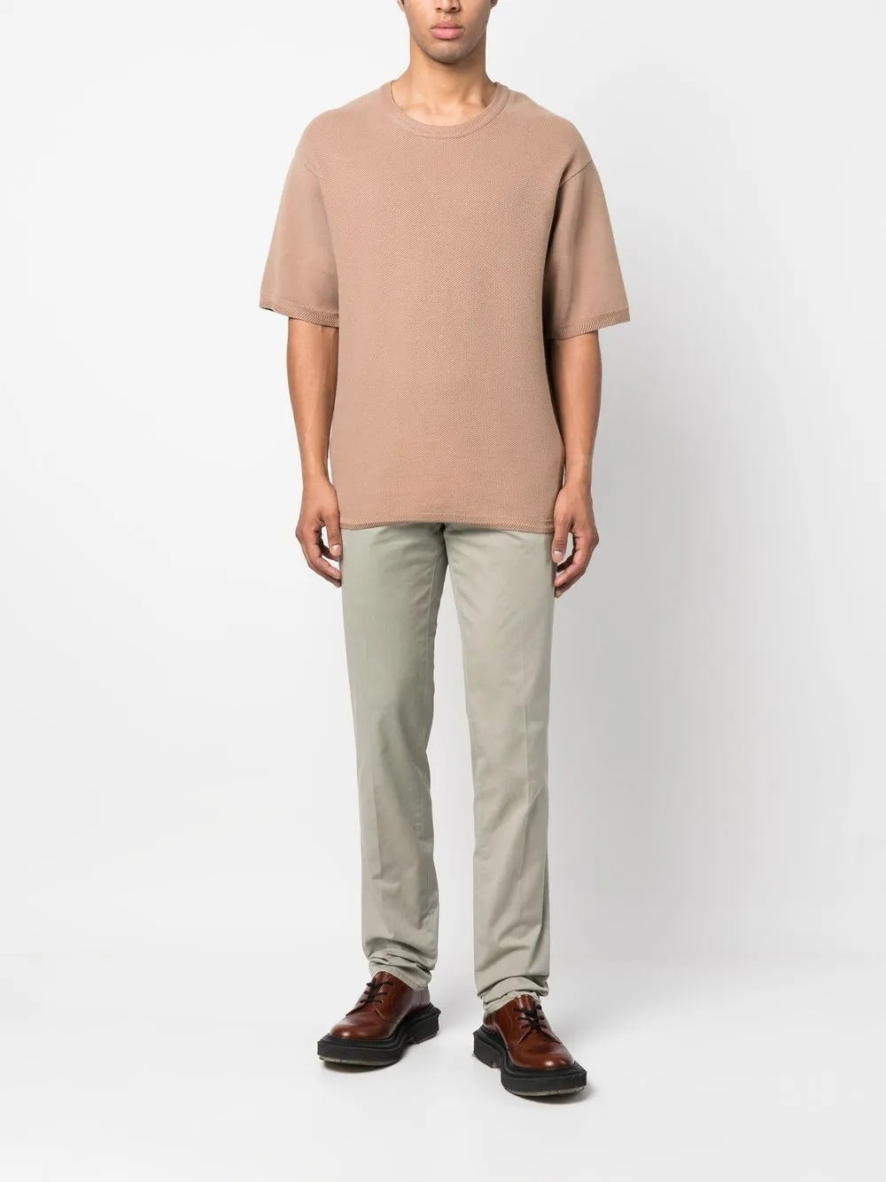 BRUNELLO CUCINELLI MEN'S LIGHT GREY TAILORED TROUSERS