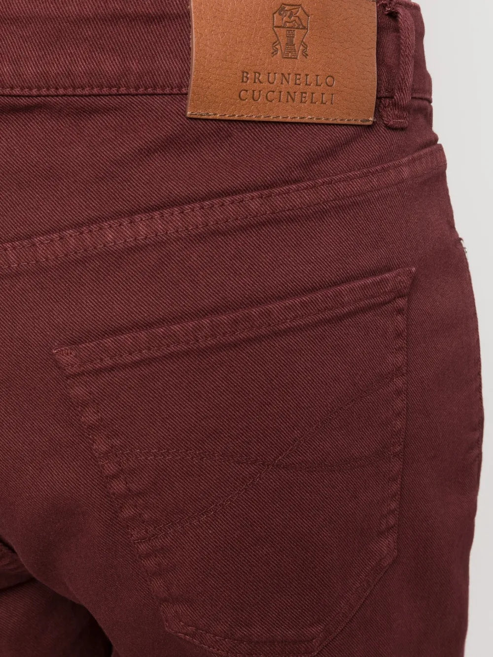 BRUNELLO CUCINELLI MEN'S BURGUNDY STRAIGHT LEG TROUSERS