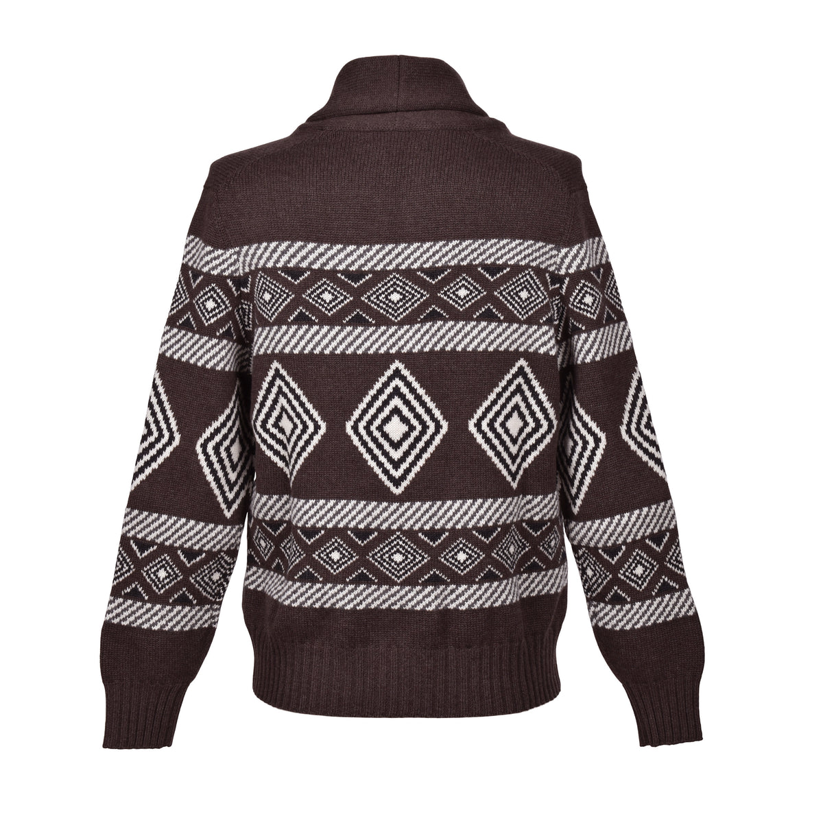BRUNELLO CUCINELLI MEN'S BROWN CASHMERE PATTERNED CARDIGAN SWEATER