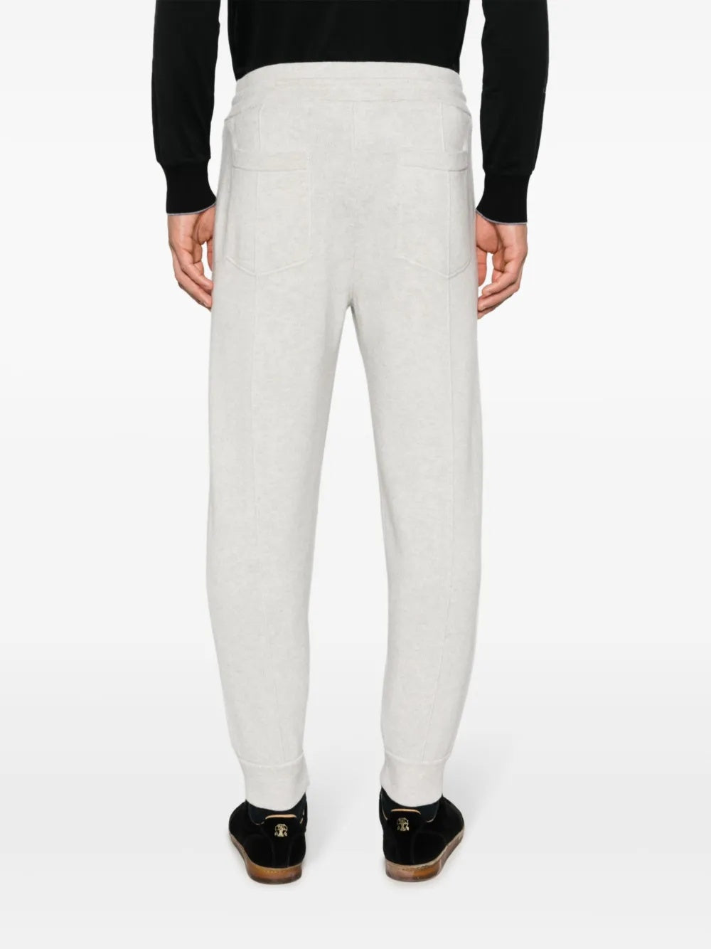 BRUNELLO CUCINELLI MEN'S LIGHT GREY WOOL JOGGER TROUSERS