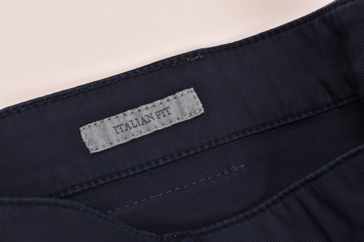 BRUNELLO CUCINELLI MEN'S DARK BLUE SLIM TROUSERS