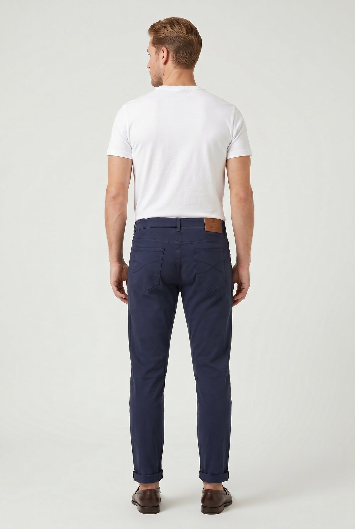 BRUNELLO CUCINELLI MEN'S DARK BLUE SLIM TROUSERS