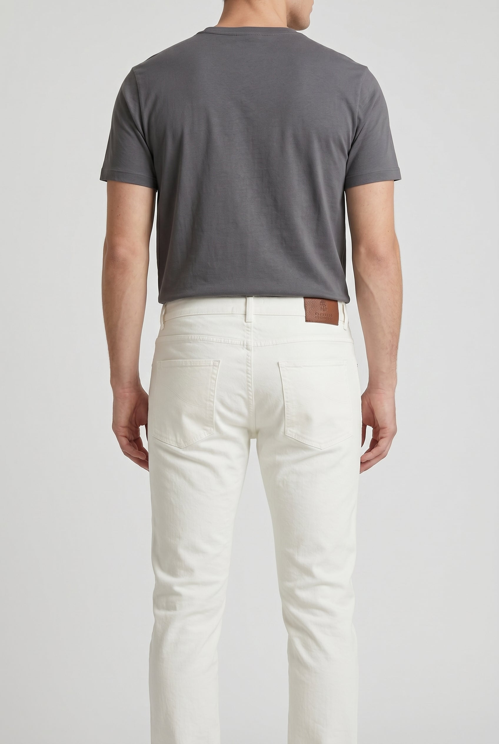 BRUNELLO CUCINELLI MEN'S OFF WHITE SLIM JEANS
