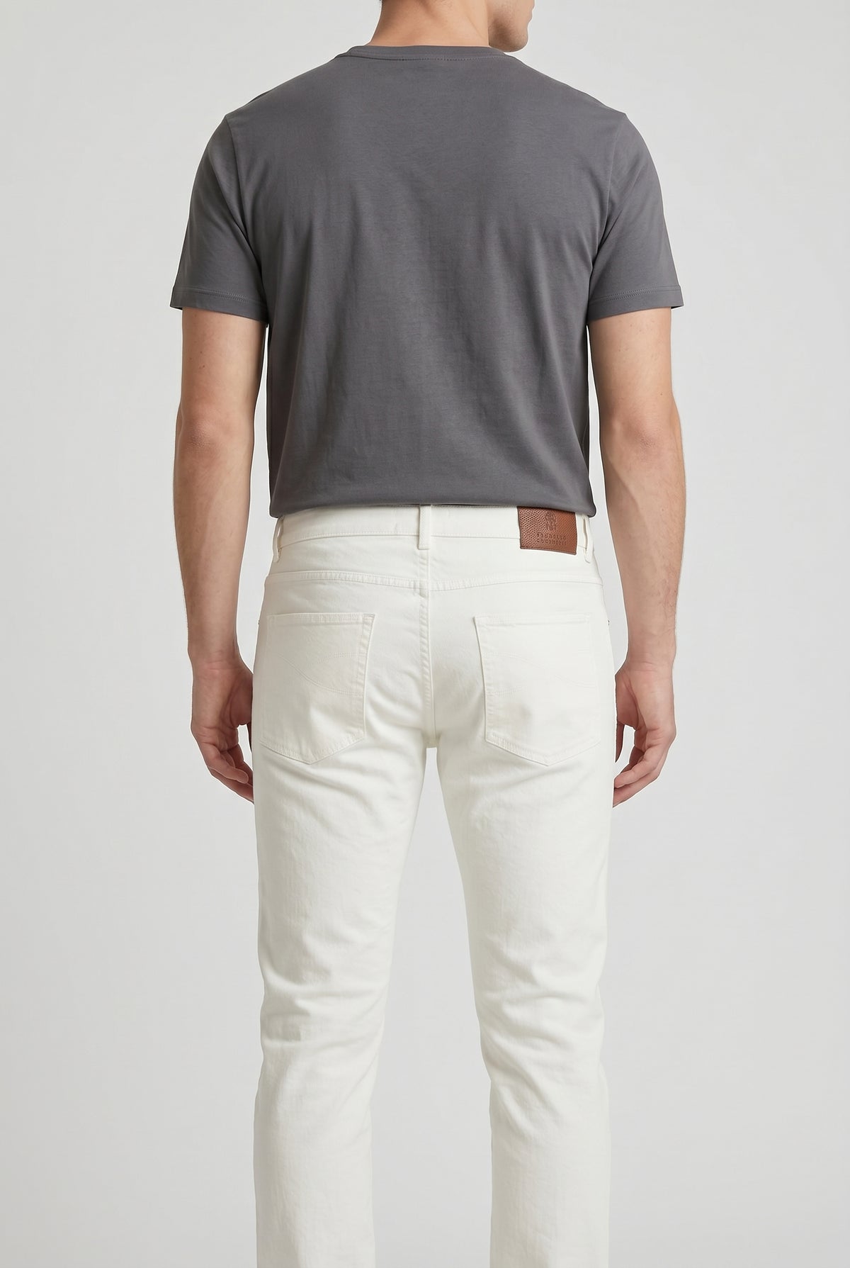 BRUNELLO CUCINELLI MEN'S OFF WHITE SLIM JEANS
