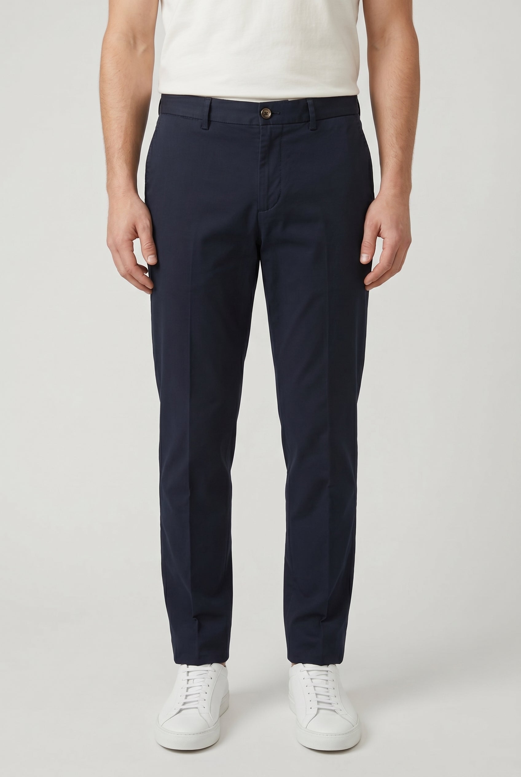 BRUNELLO CUCINELLI MEN'S DARK BLUE SLIM FIT TROUSERS