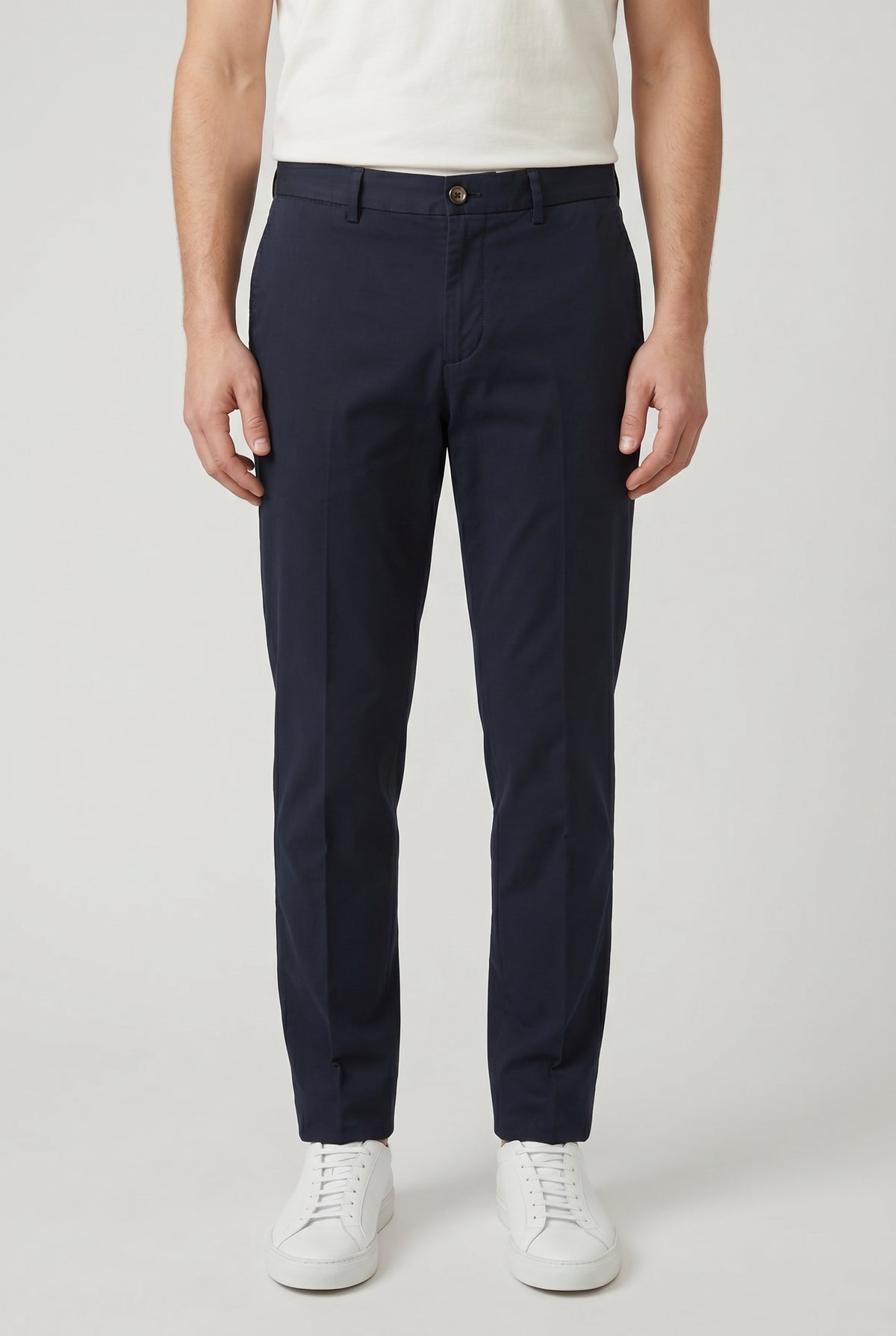 BRUNELLO CUCINELLI MEN'S DARK BLUE SLIM FIT TROUSERS