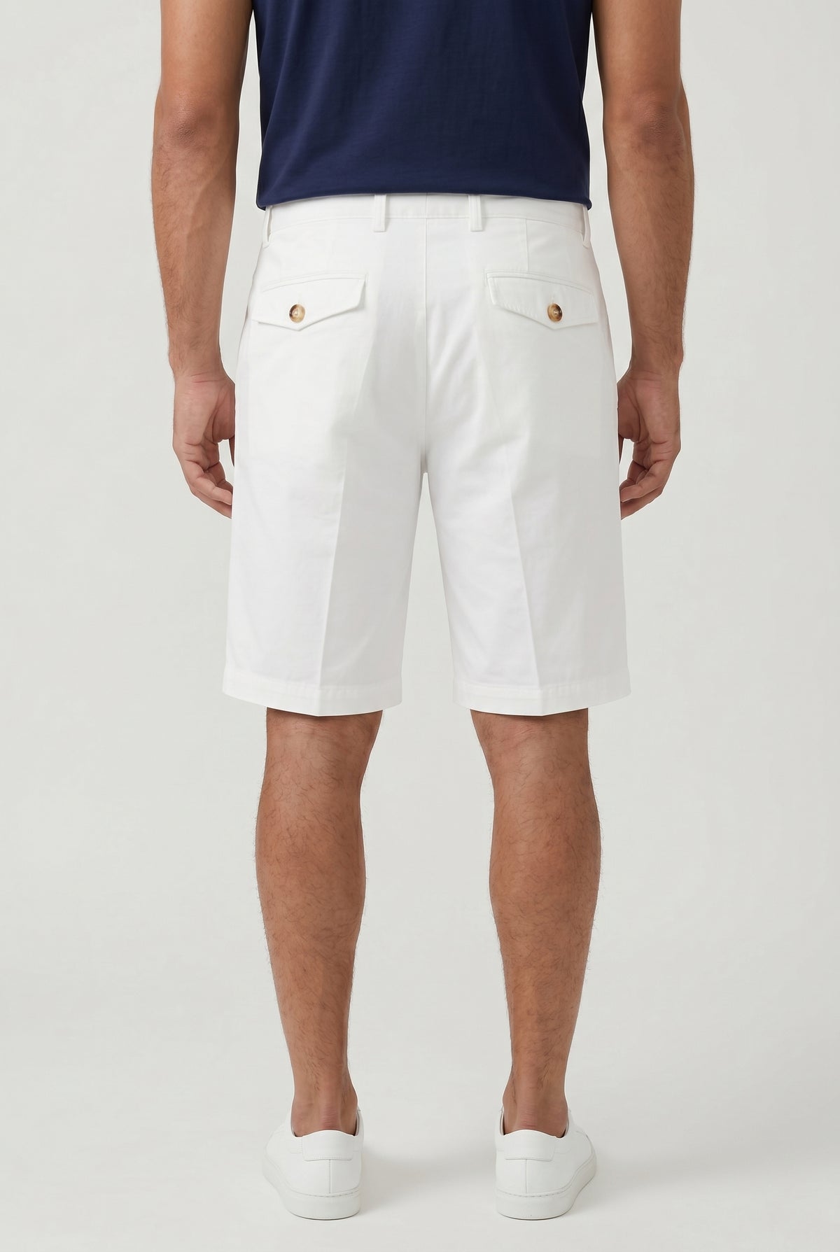 BRUNELLO CUCINELLI MEN'S WHITE COTTON TAILORED SHORTS