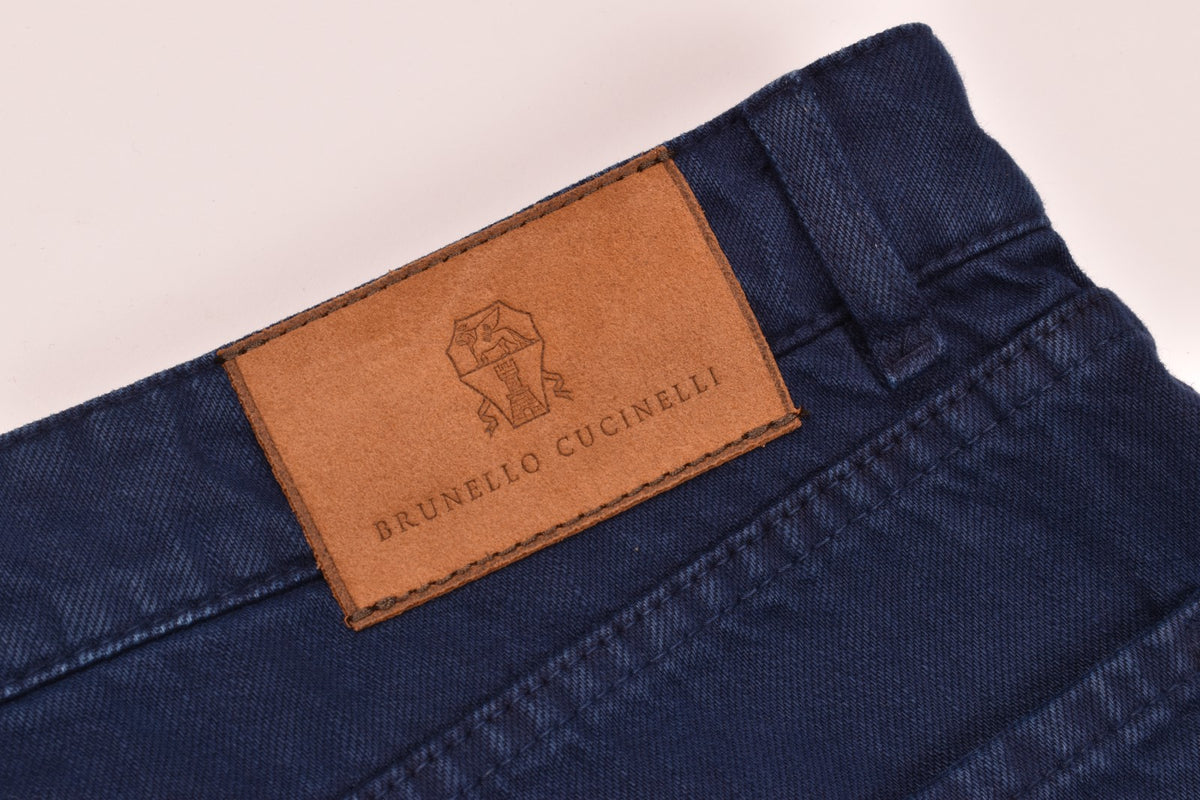 BRUNELLO CUCINELLI MEN'S DARK BLUE STRAIGHT TROUSERS