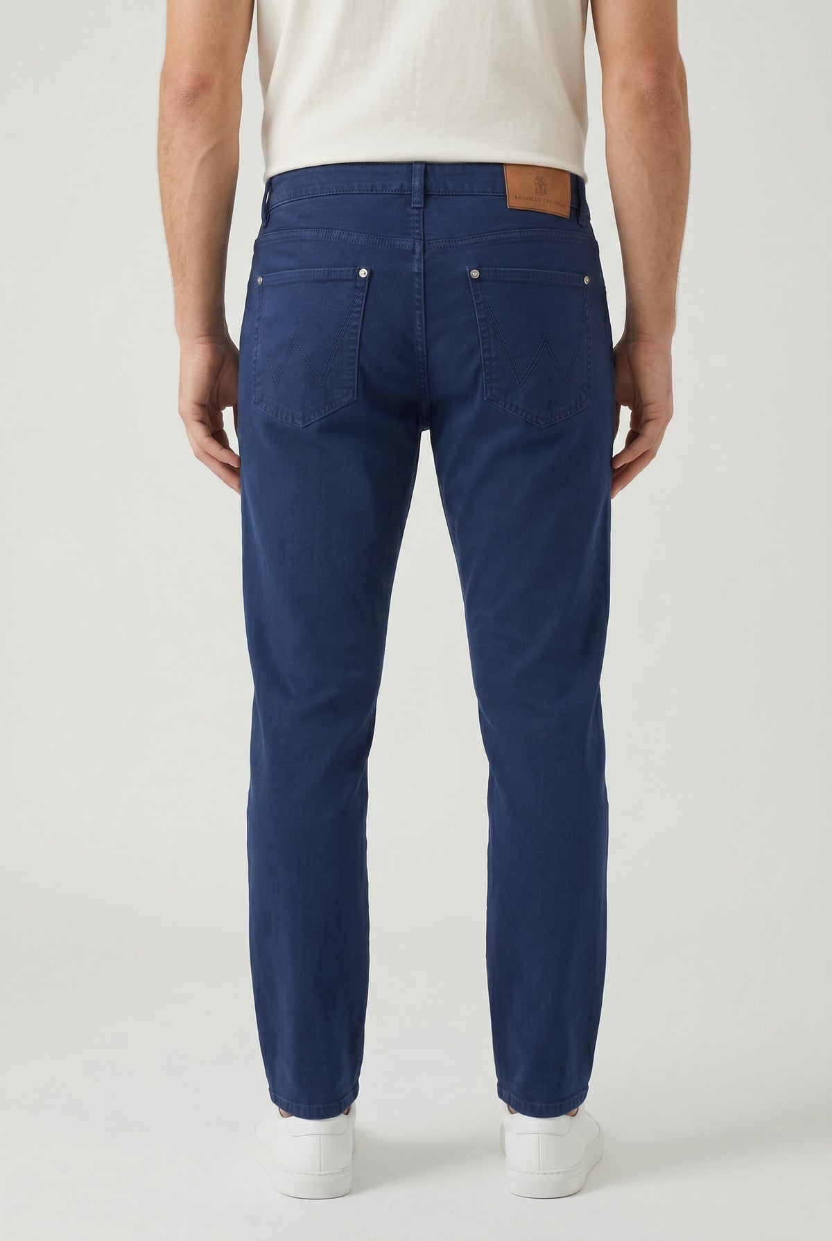 BRUNELLO CUCINELLI MEN'S DARK BLUE STRAIGHT TROUSERS