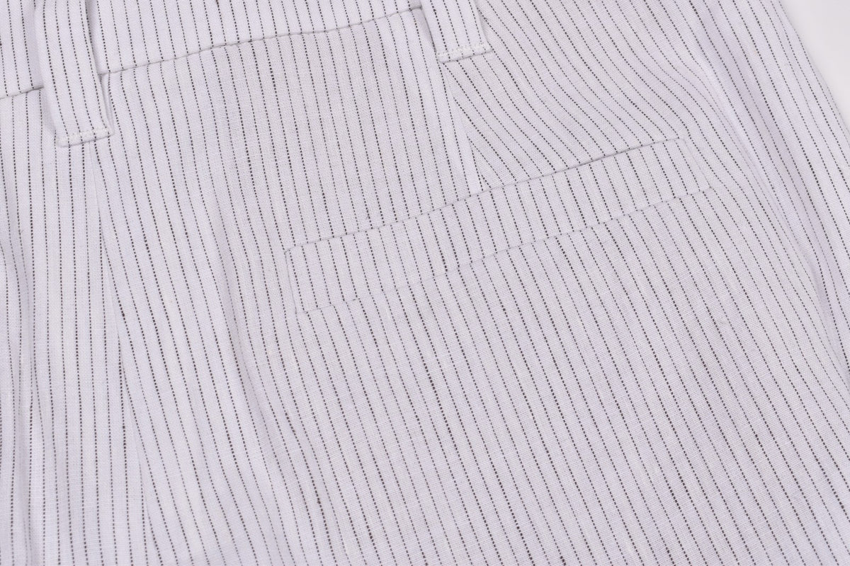 BRUNELLO CUCINELLI WOMEN'S WHITE STRIPED RELAXED TROUSERS