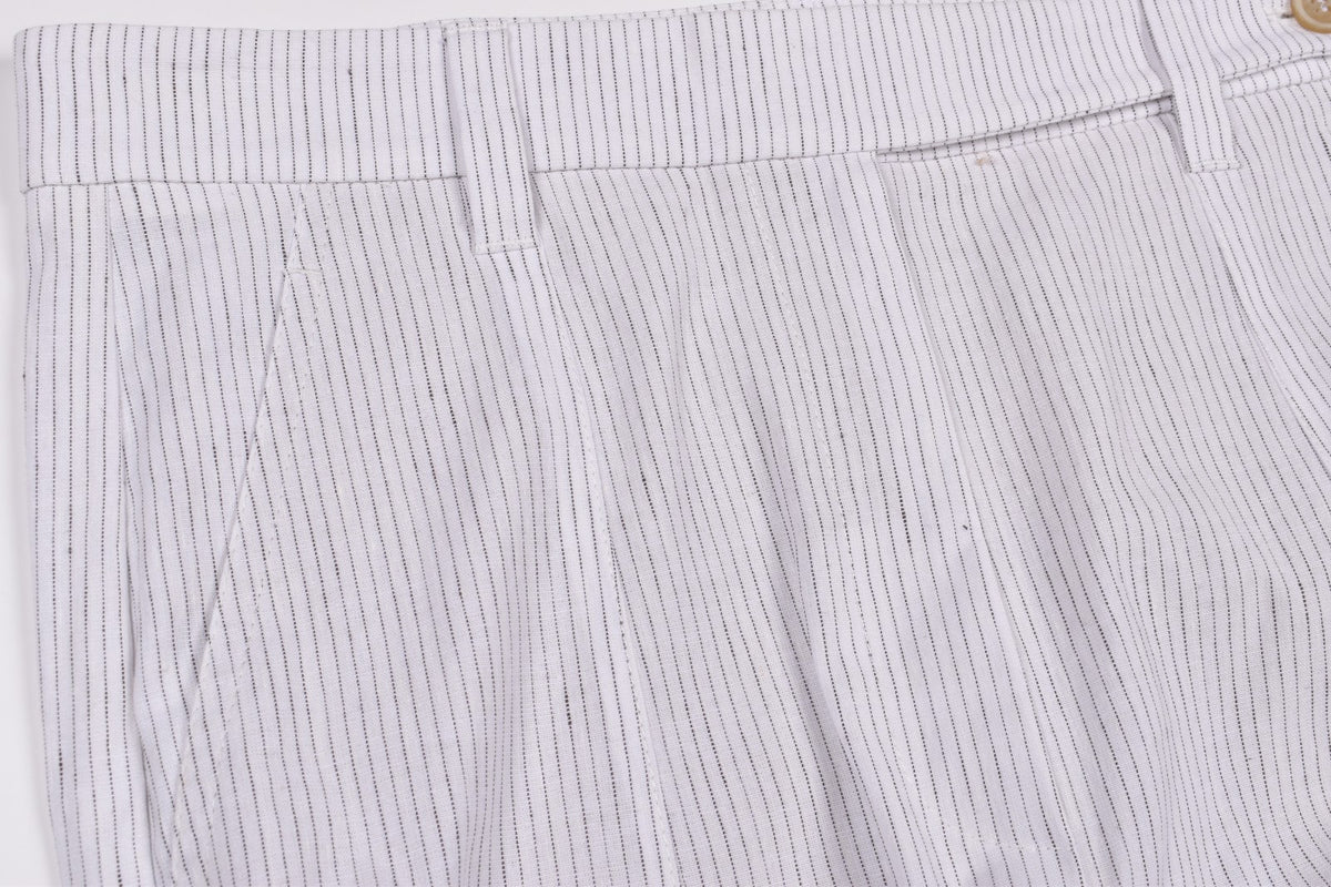 BRUNELLO CUCINELLI WOMEN'S WHITE STRIPED RELAXED TROUSERS